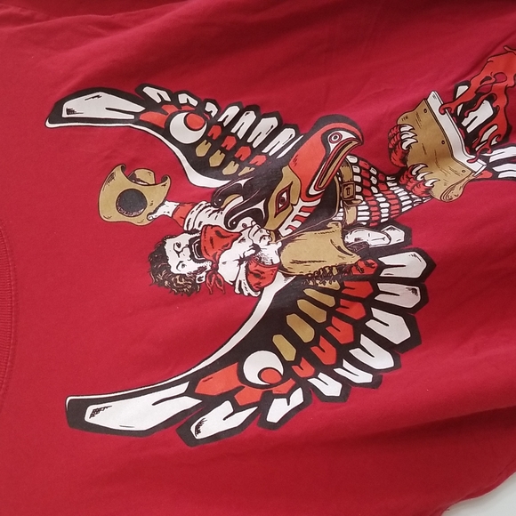 Turkish cotton Continental cowboy riding a tribal bird graphic Tee Ed & Flo M - Picture 3 of 9